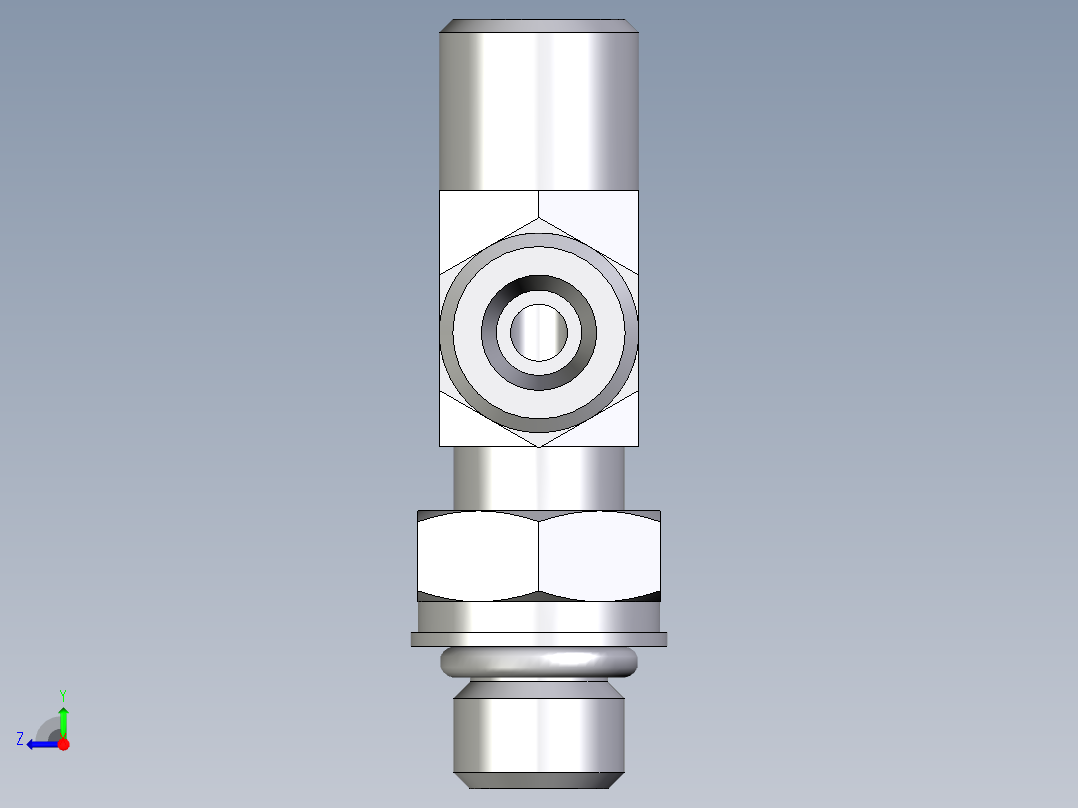 卡套式工业通用硬管接头EO_Adjustable_locknut_run_tee_LEE06SMOROMDCF右视图