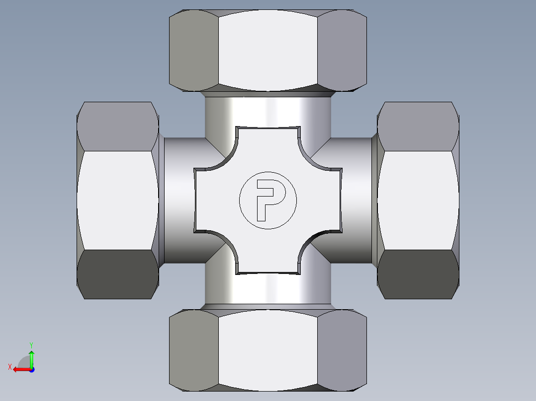 卡套式工业通用硬管接头EO_Union_cross_K35LCF后视图