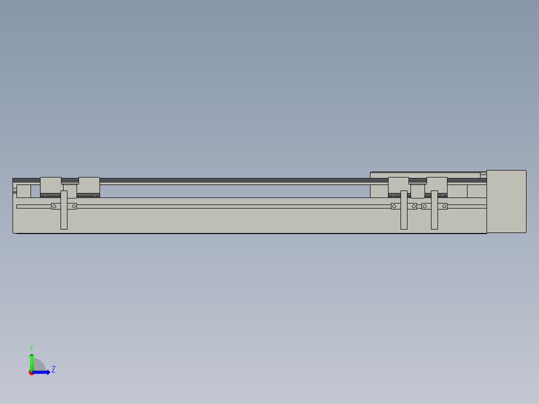 直线模组LHA6-S350-L-200W(16丝杆)设计图纸左视图