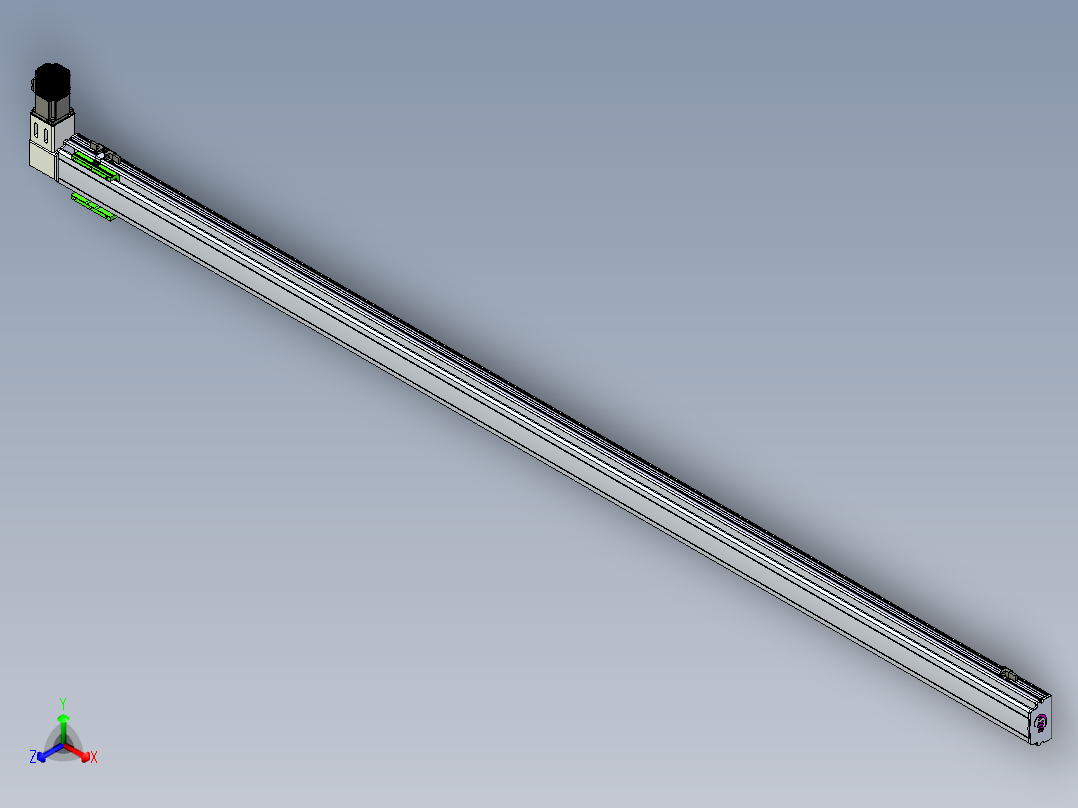 同步带滑台-半封闭B10-L90-S2500-R-P40-D3正等轴测图