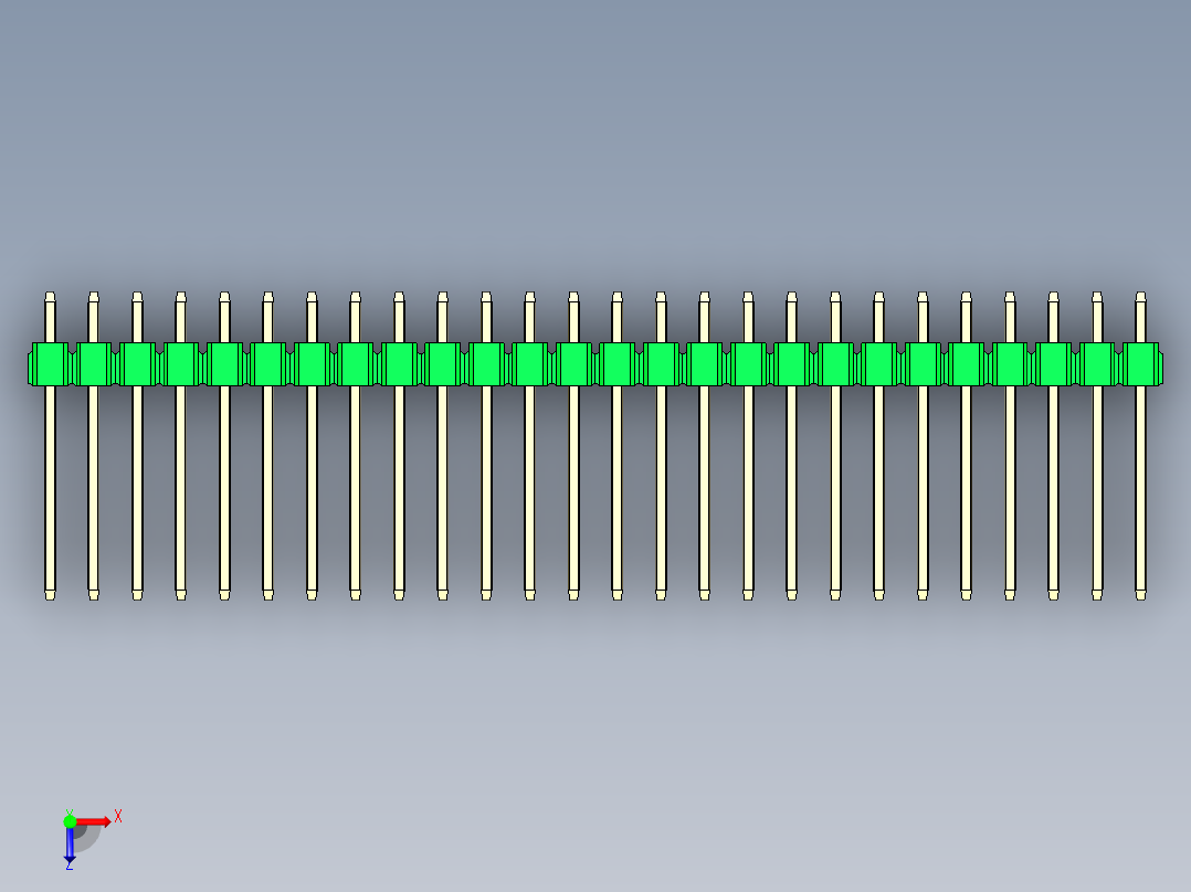彩色公头100mil（2.54mm）系列-DS1021_green_1x26p_100mil_Type5_rev1.0俯视图
