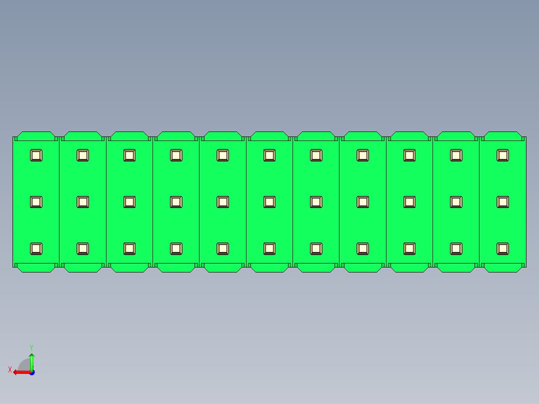 彩色公头100mil（2.54mm）系列-DS1021_green_3x11p_100mil_Type1_rev1.0后视图
