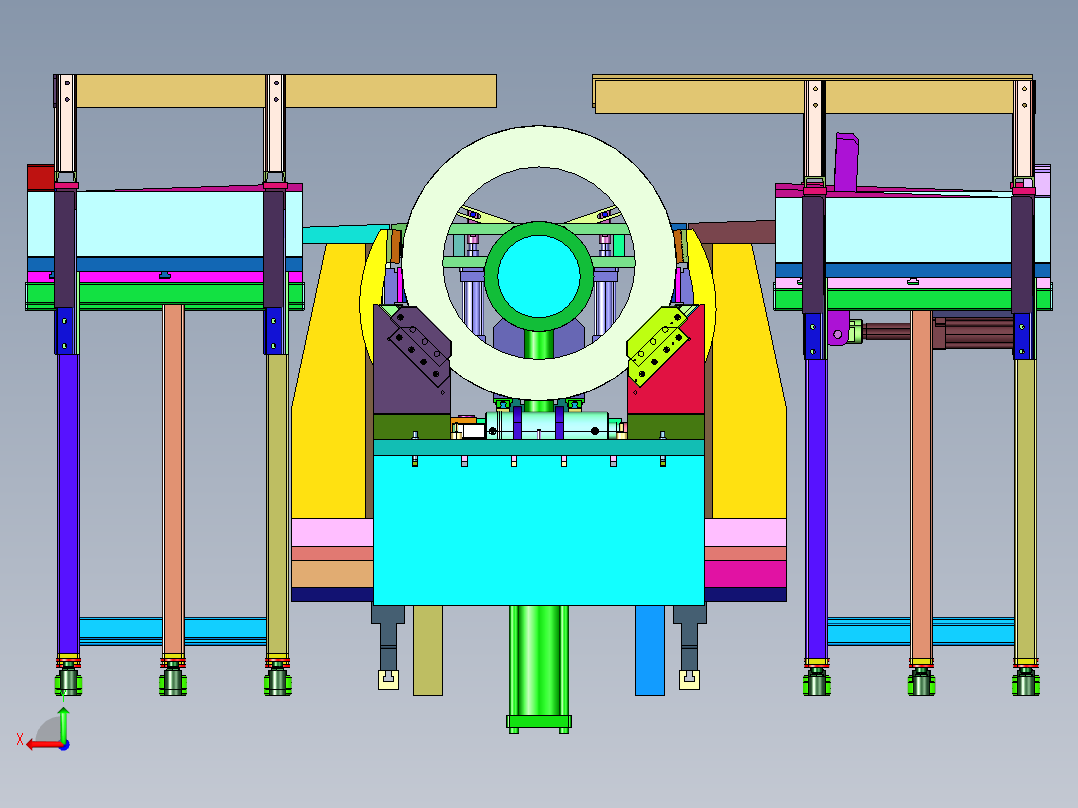 便于大型圆管焊接及焊接变形控制的工装后视图