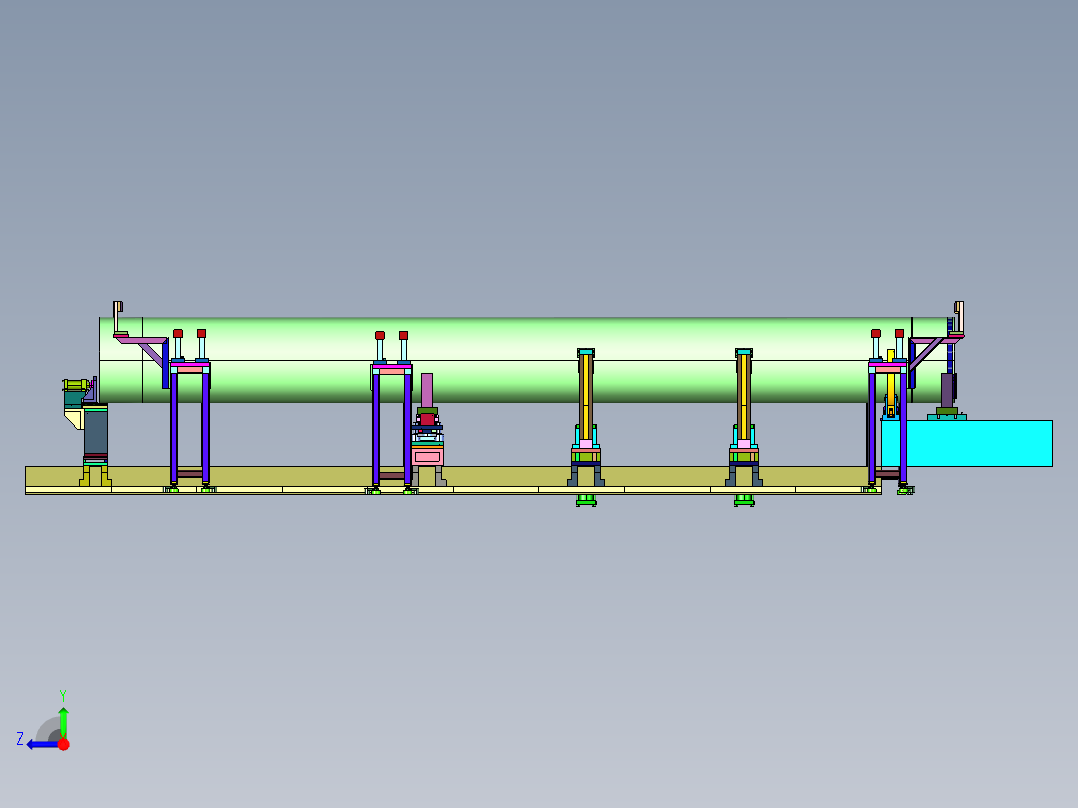 便于大型圆管焊接及焊接变形控制的工装右视图