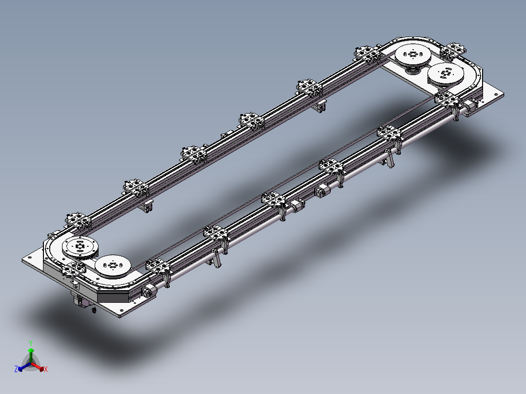 环形导轨流水线3D模型正等轴测图