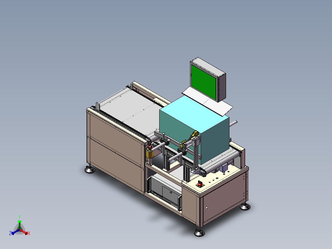 产品称重记录流水线设备（sw18可编辑+工程图+bom）正等轴测图