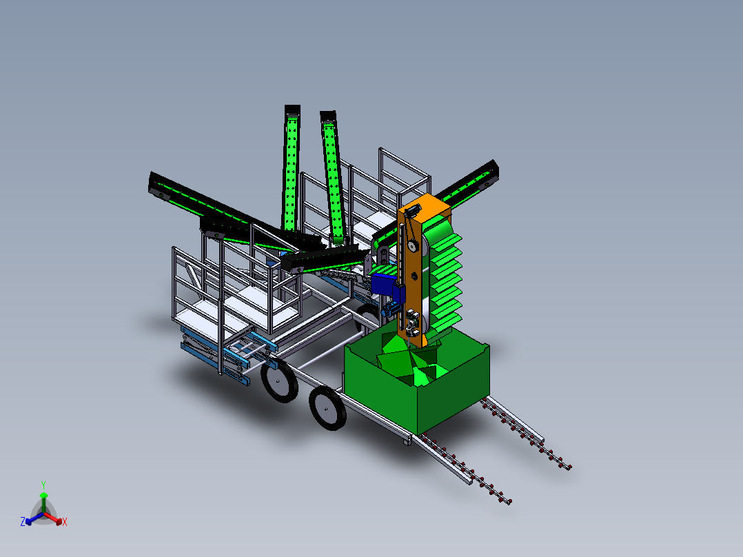 水果采摘平台sw20可编辑正等轴测图