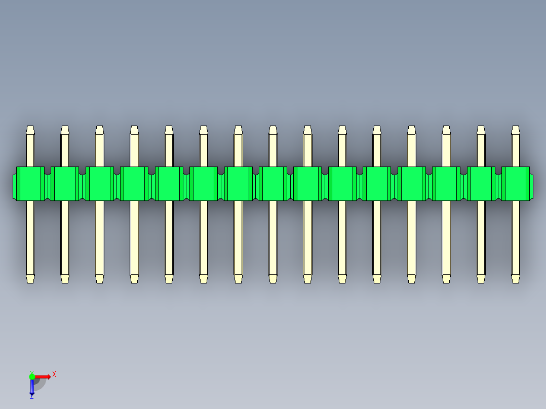 彩色公头100mil（2.54mm）系列-DS1021_green_2x15p_100mil_Type1_rev1.0俯视图
