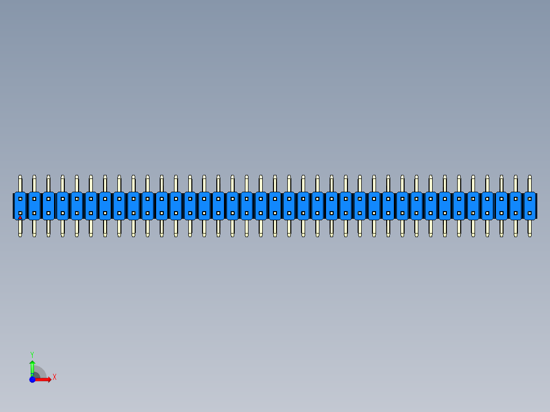 彩色公排针 100mil 2.54mm 系列-DS1022_blue_74p_100mil_TypeSMT_rev1.0前视图