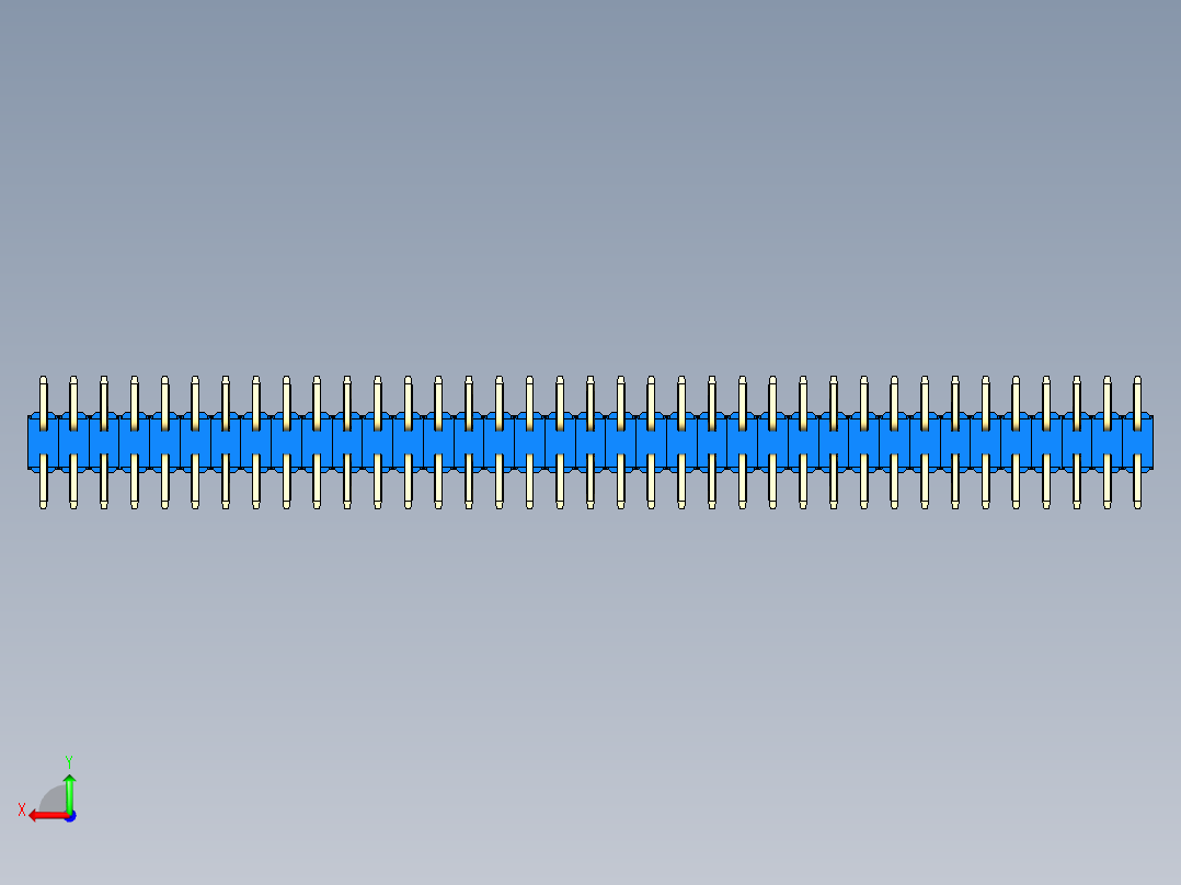 彩色公排针 100mil 2.54mm 系列-DS1022_blue_74p_100mil_TypeSMT_rev1.0后视图