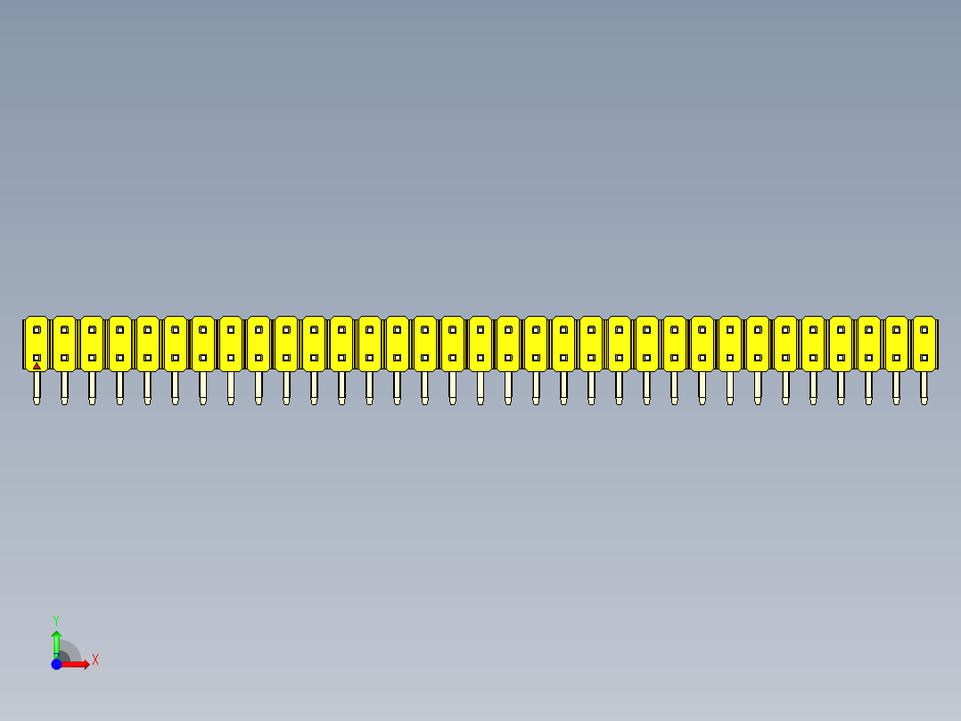 彩色公排针 100mil 2.54mm 系列-DS1022_yellow_2x33p_100mil_TypeD_rev1.0前视图