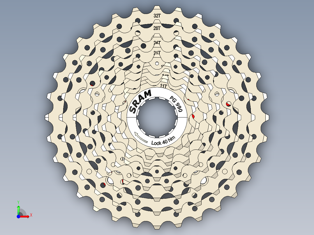 山地车SRAM盒式磁带9速-卡塞特BTT 9级前视图