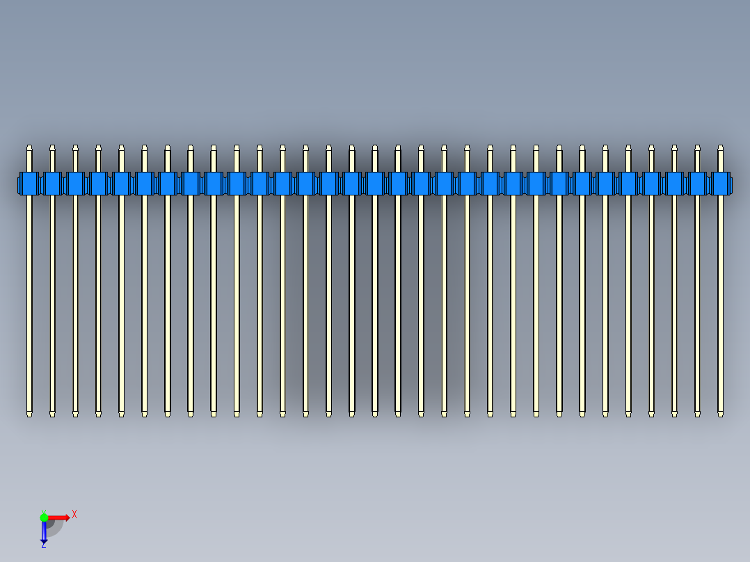 彩色公头100mil（2.54mm）系列-DS1021_blue_1x31p_100mil_Type43_rev1.0俯视图