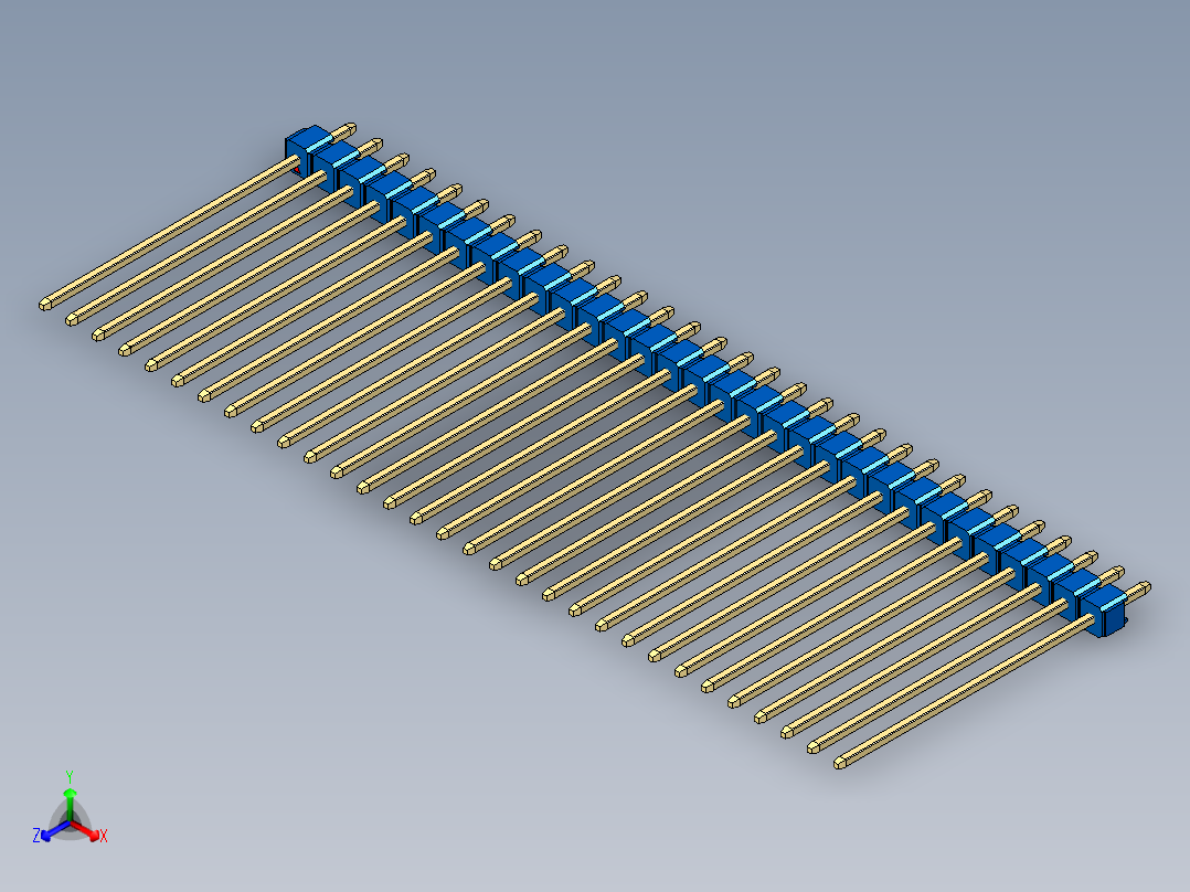 彩色公头100mil（2.54mm）系列-DS1021_blue_1x31p_100mil_Type43_rev1.0正等轴测图