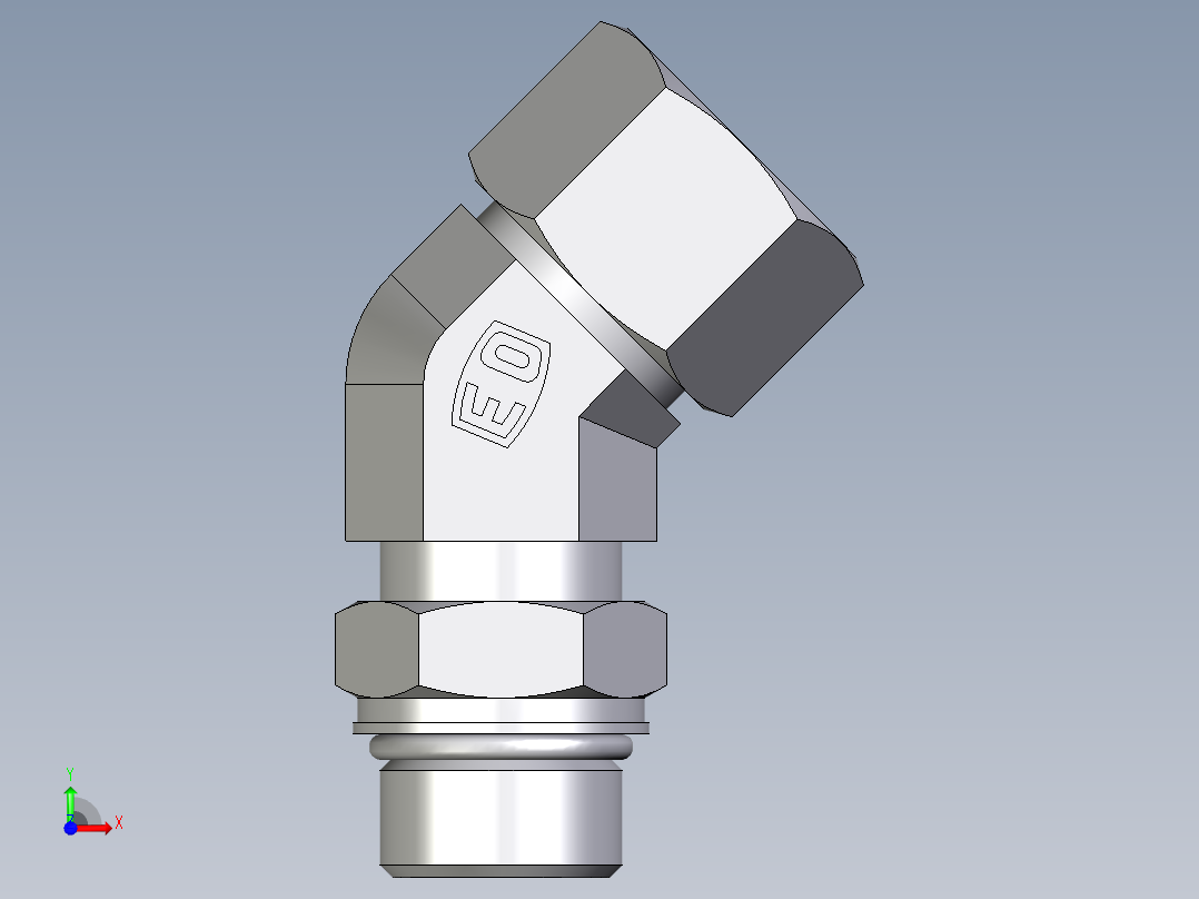 卡套式工业通用硬管接头EO_Adjustable_locknut_45_deg_elbow_VEE20ZSMORCF前视图