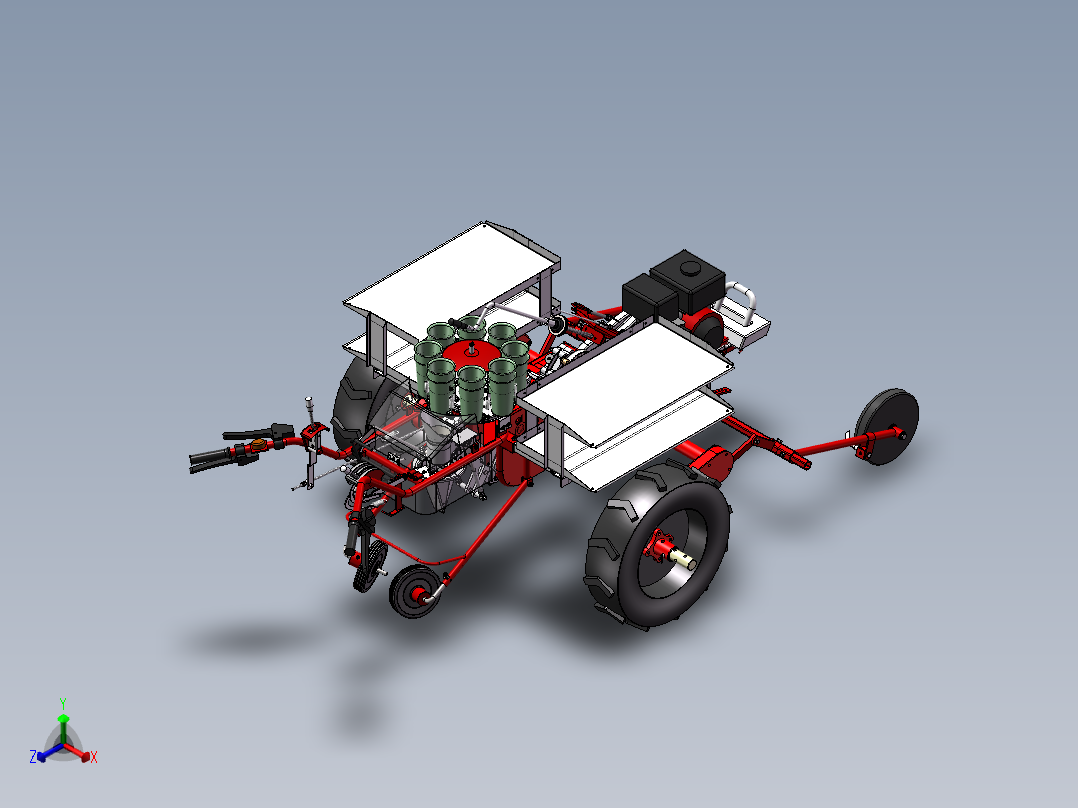 山地移栽机三维模型+CAD+动画视频设计资料正等轴测图