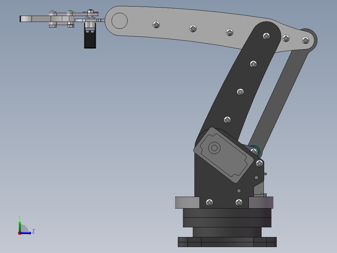 四自由度平行四边形机械手设计含动画仿真三维SW模型建模+CAD图纸+说明书左视图