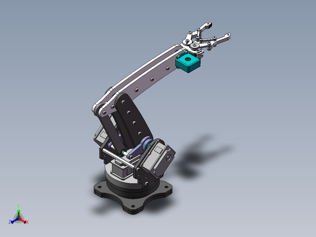 四自由度平行四边形机械手设计含动画仿真三维SW模型建模+CAD图纸+说明书正等轴测图