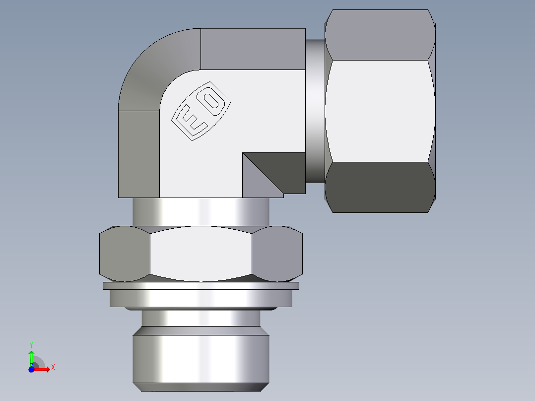 卡套式工业通用硬管接头EO_Adjustable_Locknut_elbow_WEE15LRCF前视图
