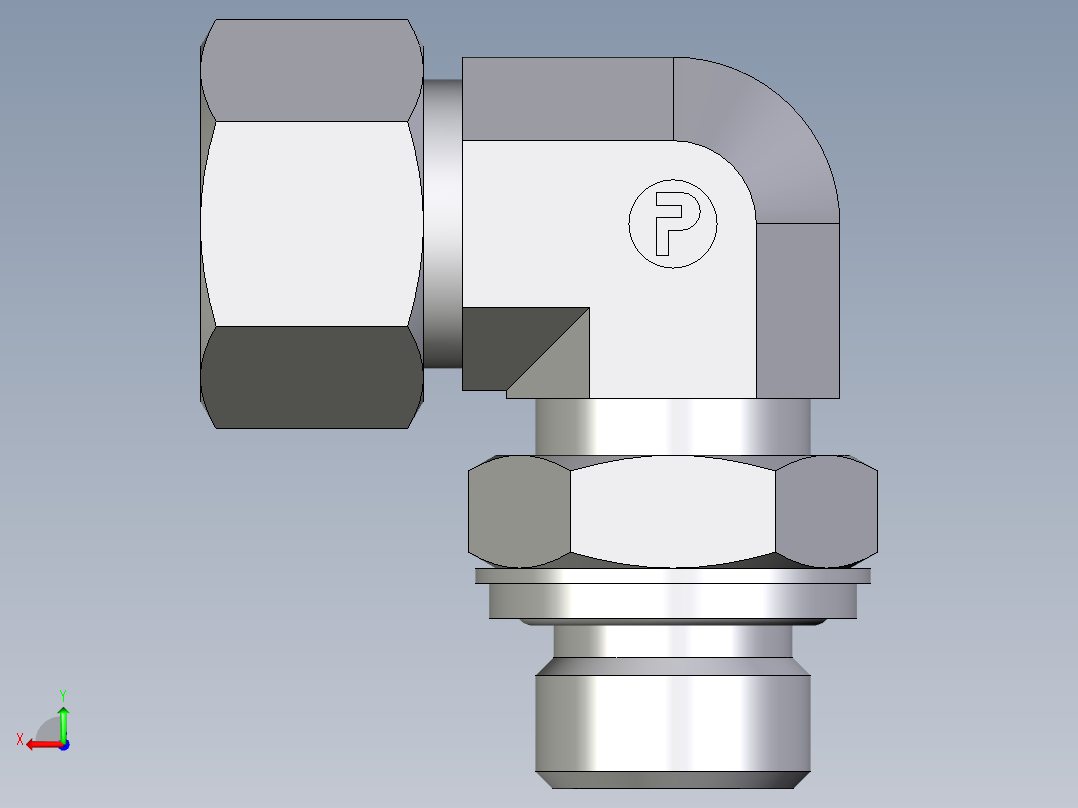 卡套式工业通用硬管接头EO_Adjustable_Locknut_elbow_WEE15LRCF后视图