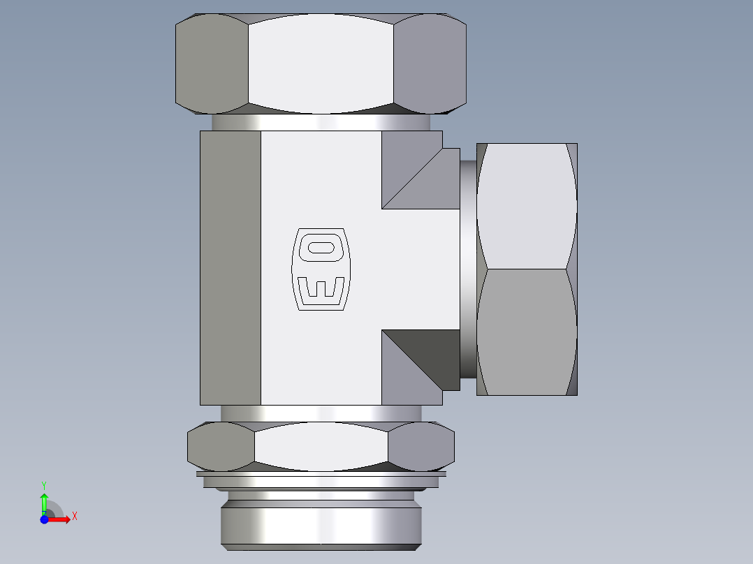 卡套式工业通用硬管接头EO_Adjustable_locknut_run_tee_LEE42LRCF前视图