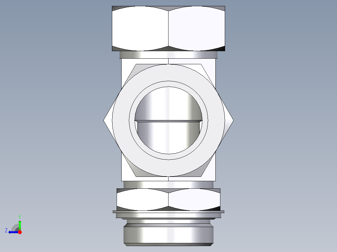 卡套式工业通用硬管接头EO_Adjustable_locknut_run_tee_LEE42LRCF右视图