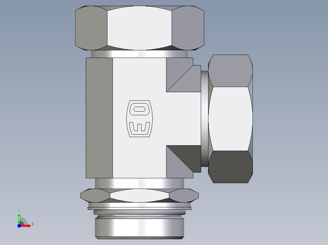 卡套式工业通用硬管接头EO_Adjustable_locknut_run_tee_LEE42ZLMORCF前视图