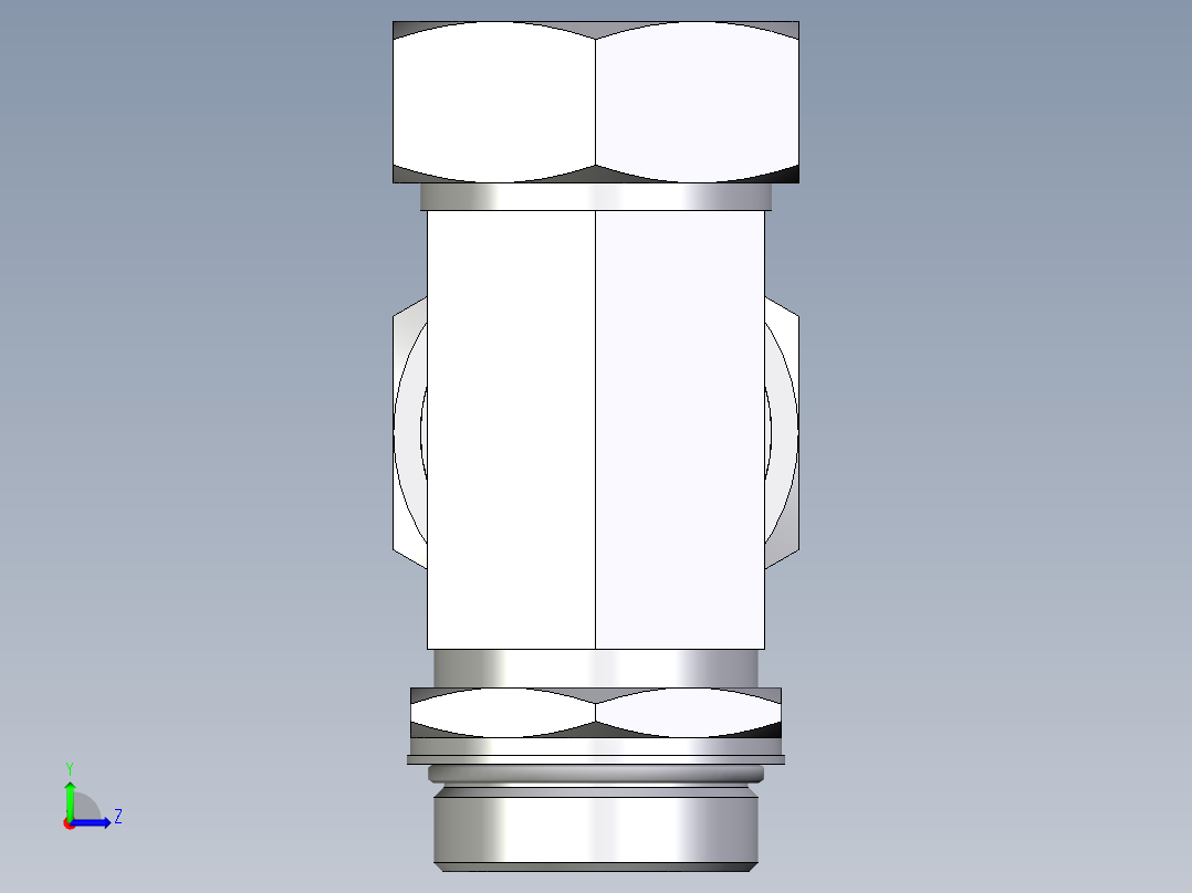 卡套式工业通用硬管接头EO_Adjustable_locknut_run_tee_LEE42ZLMORCF左视图