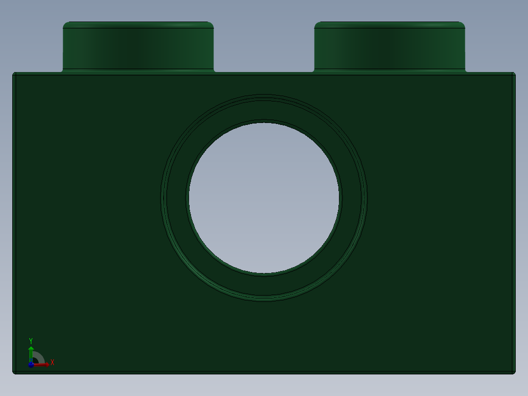 乐高机械组积木（横梁）-4157133 - 3700 Dark Green Technic Brick 1 x 2 with Hole前视图