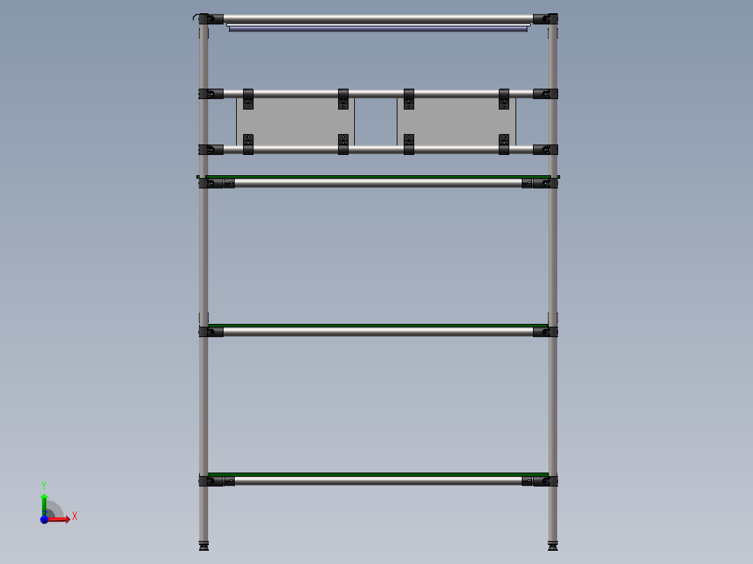精益管工作台L1200W800H1800车间作业工作台3d全套图纸前视图