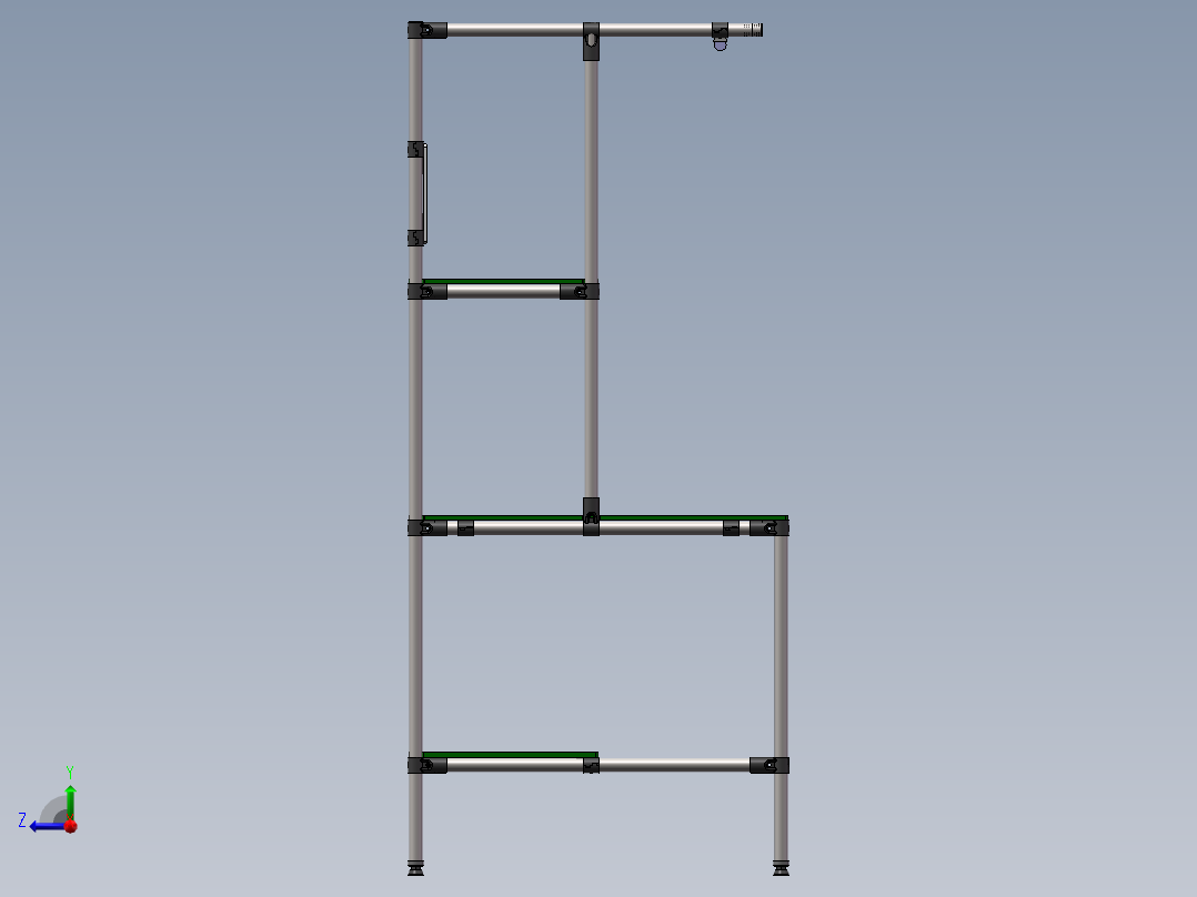 精益管工作台L1200W800H1800车间作业工作台3d全套图纸右视图