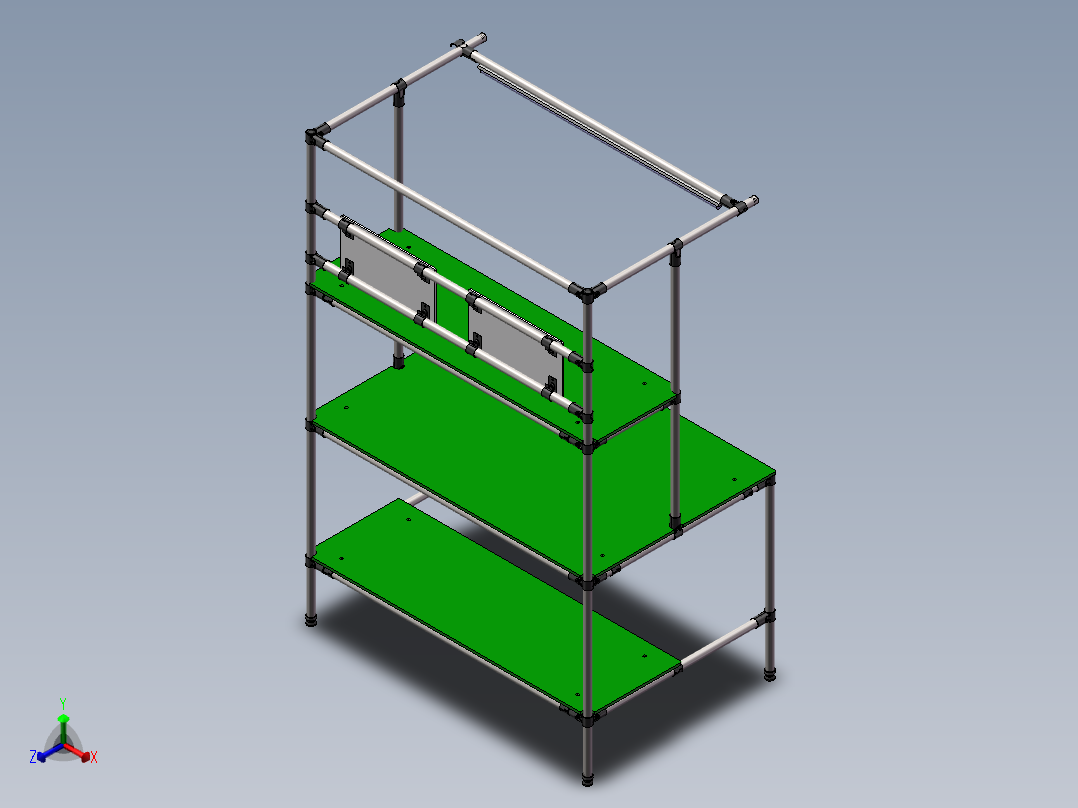 精益管工作台L1200W800H1800车间作业工作台3d全套图纸正等轴测图