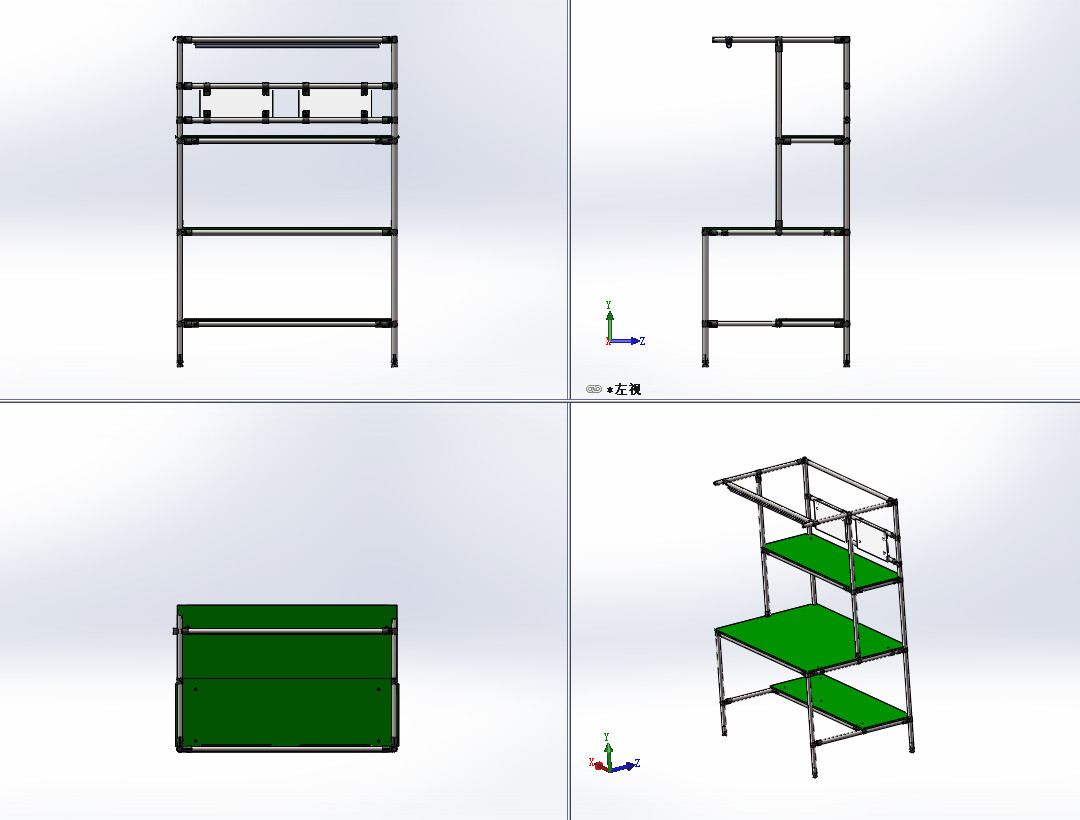 精益管工作台L1200W800H1800车间作业工作台3d全套图纸