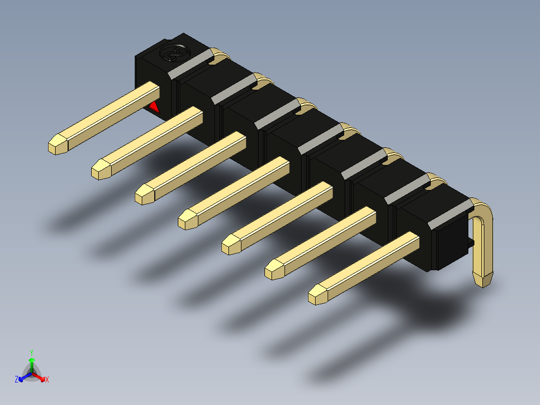 彩色公排针 100mil 2.54mm 系列-DS1022_black_1x07p_100mil_TypeD_rev1.0
