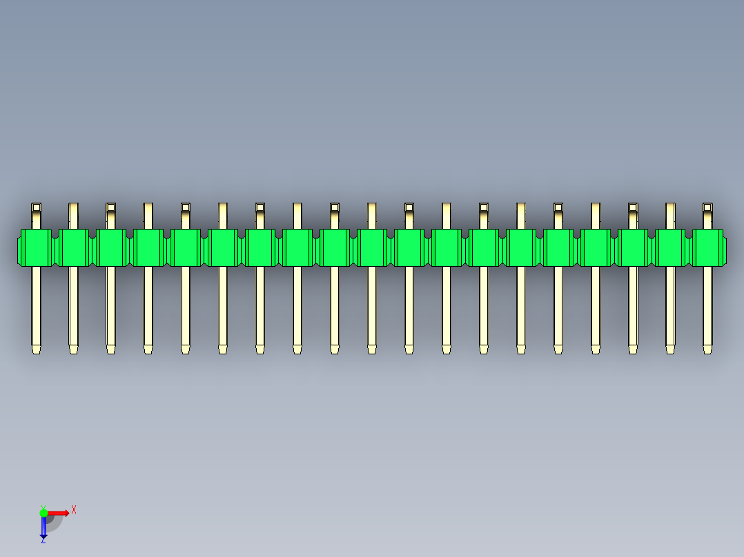 彩色公排针 100mil 2.54mm 系列-DS1022_green_19p_100mil_Type_SMT_R1_rev1.0俯视图