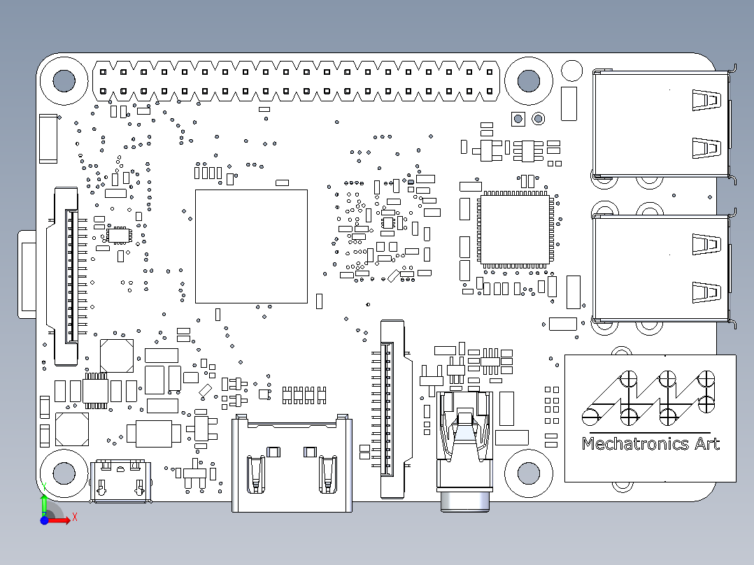 Raspberry Pi3B树莓派3b开发板前视图
