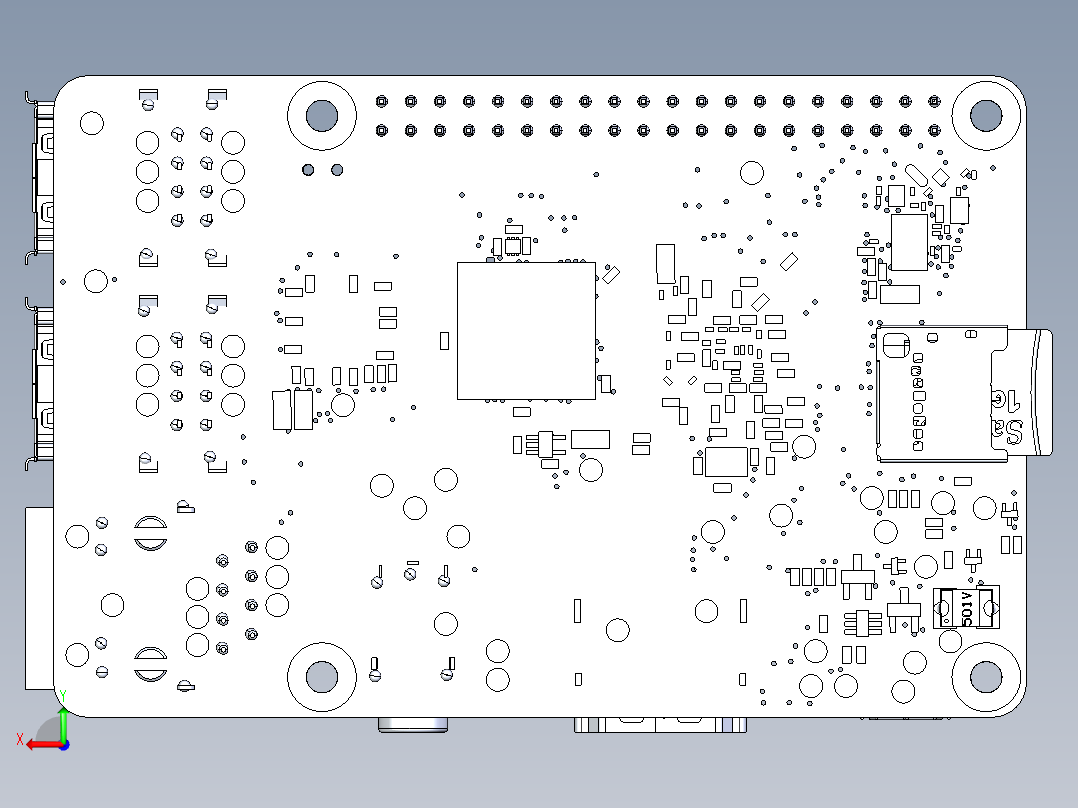 Raspberry Pi3B树莓派3b开发板后视图