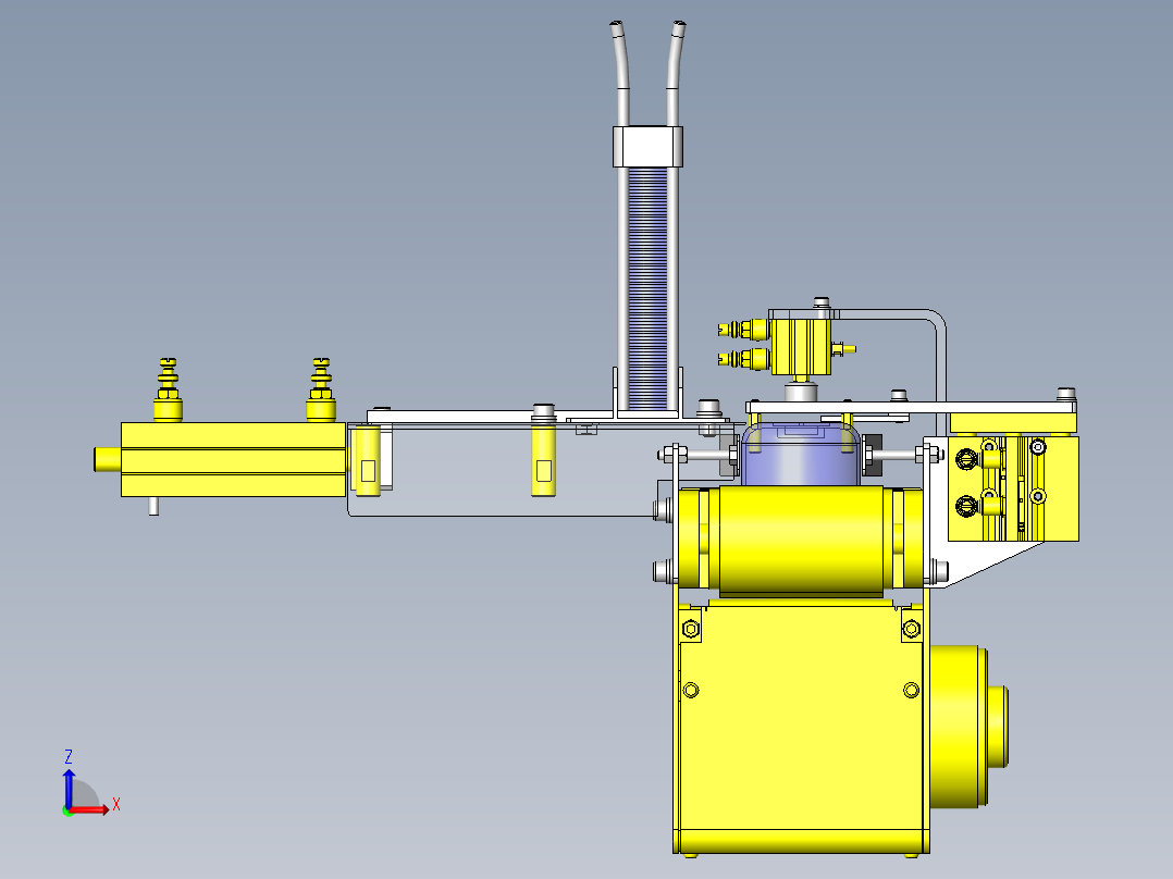 JX501-圆形盖自动装配生产单元结构三维前视图