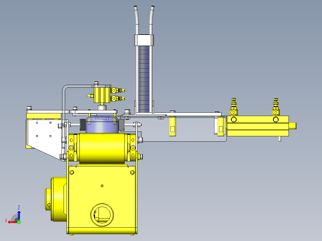 JX501-圆形盖自动装配生产单元结构三维后视图