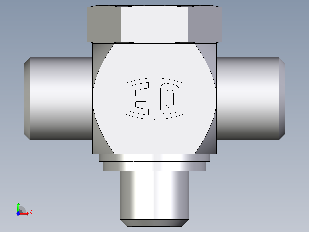 卡套式工业通用硬管接头EO_High_pressure_banjo_tee_TH06LMKDSOMDCF前视图