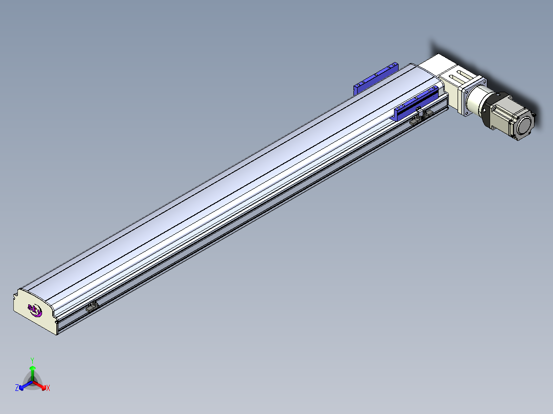 同步带滑台-半封闭B17-L100-S1250-R-P75-D3-N3正等轴测图
