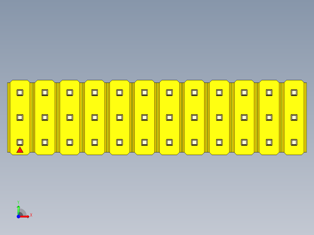 彩色公头100mil（2.54mm）系列-DS1021_yellow_3x12p_100mil_Type43_rev1.0前视图