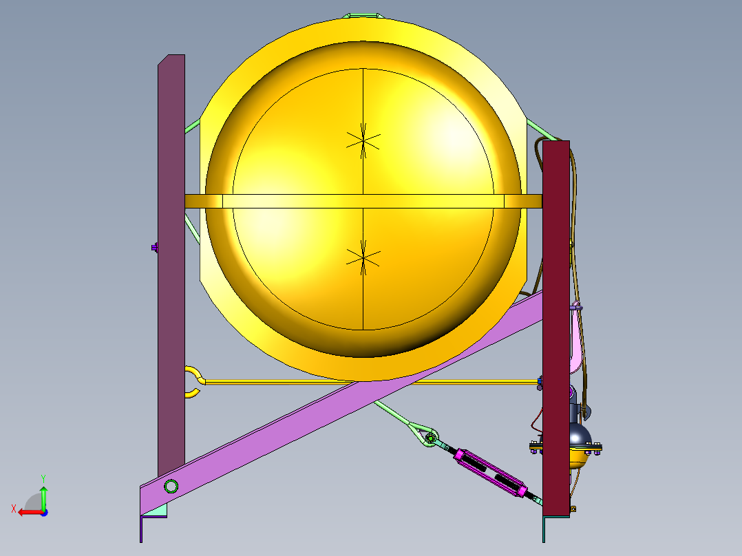 气胀式固定筏架后视图