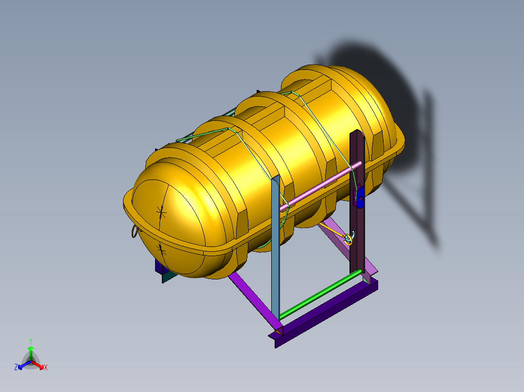 气胀式固定筏架正等轴测图