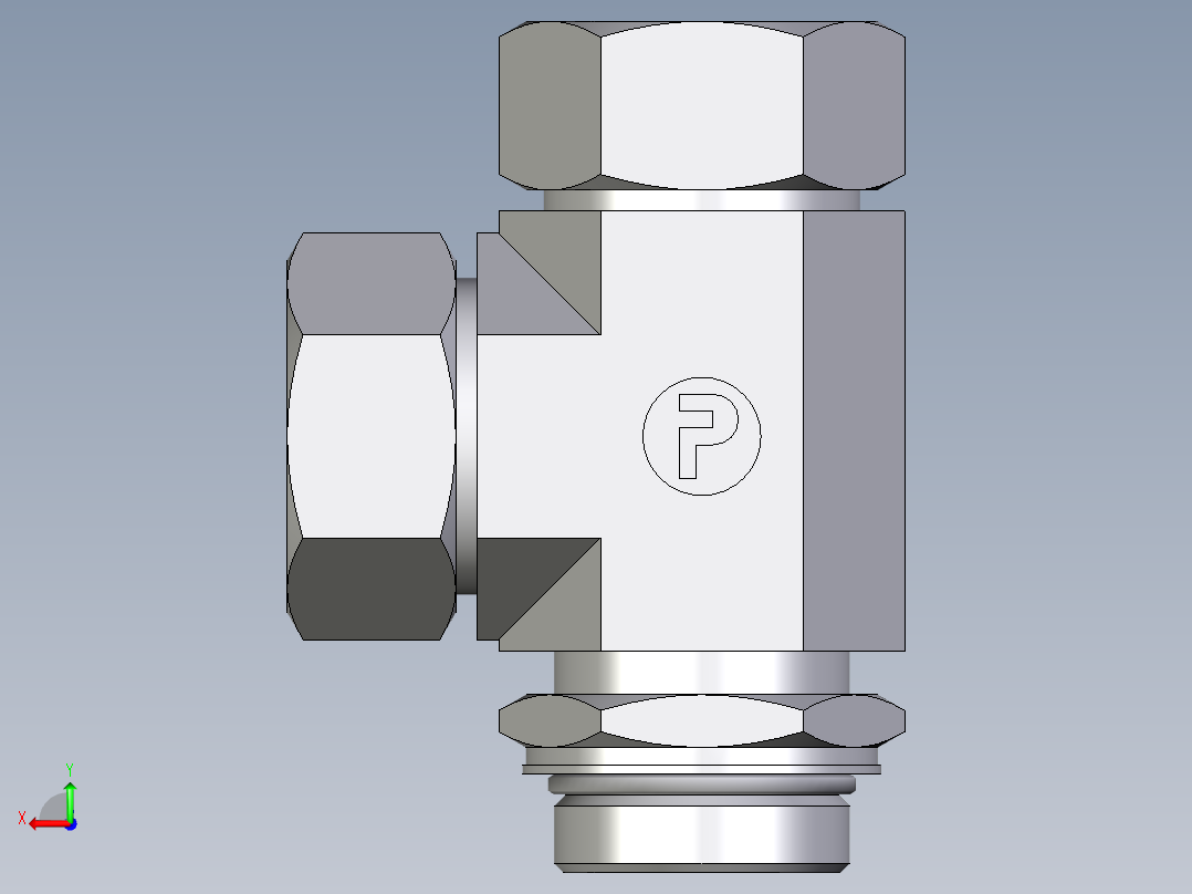 卡套式工业通用硬管接头EO_Adjustable_locknut_run_tee_LEE35ZLMORCF后视图