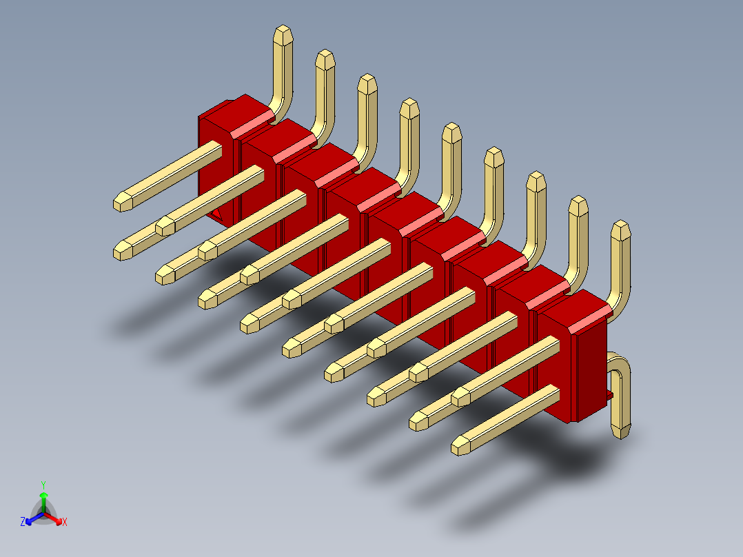 彩色公排针 100mil 2.54mm 系列-DS1022_red_18p_100mil_TypeSMT_rev1.0