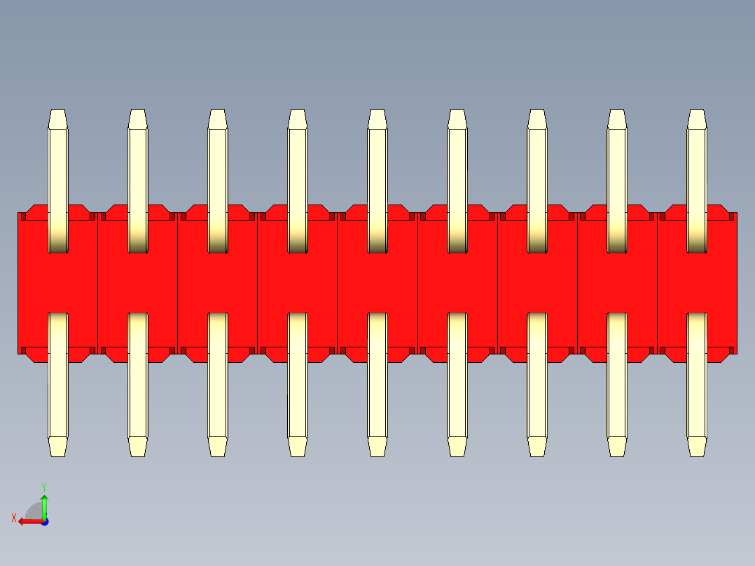 彩色公排针 100mil 2.54mm 系列-DS1022_red_18p_100mil_TypeSMT_rev1.0后视图