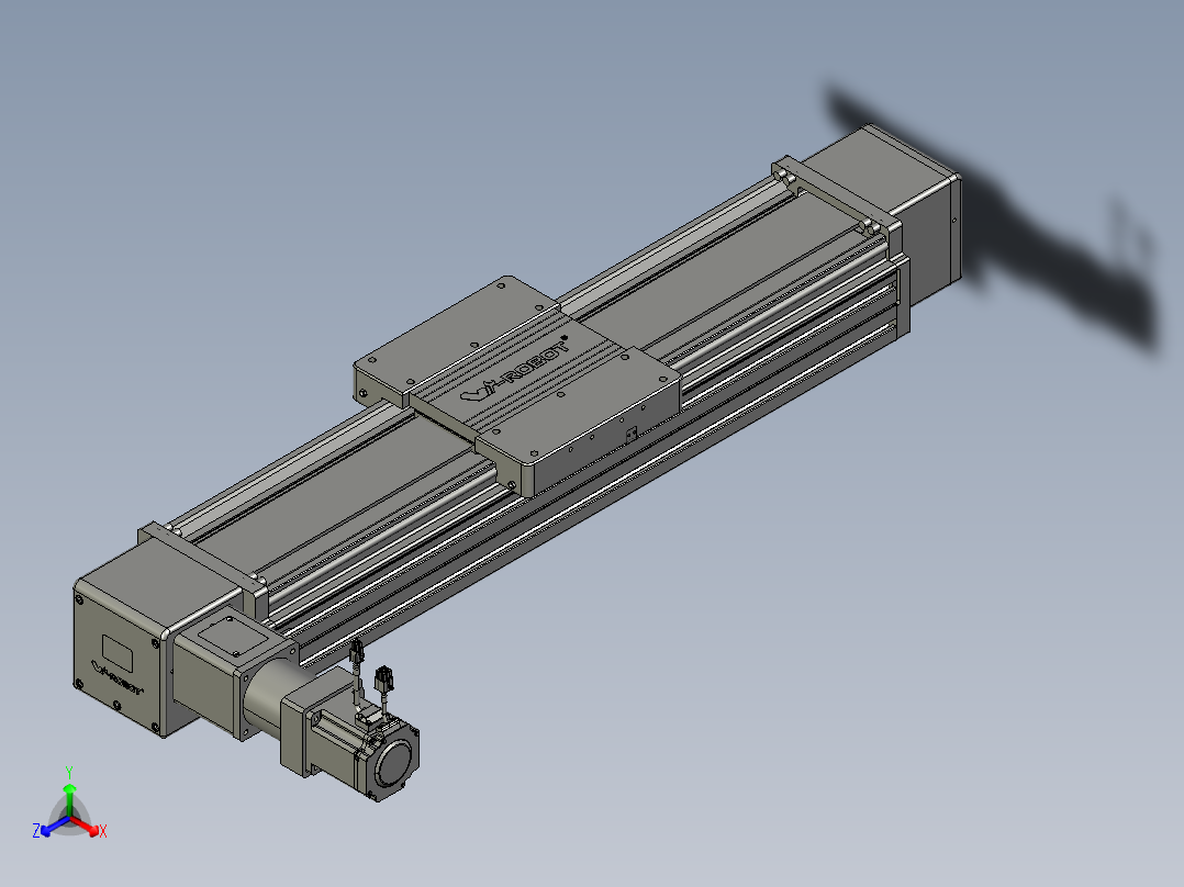 威洛博直线电机模组EB20-L224-S650-L-ZP75-MS3-5K正等轴测图