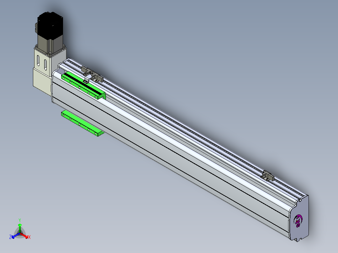 同步带滑台-半封闭B13-L90-S650-R-P40-D3正等轴测图