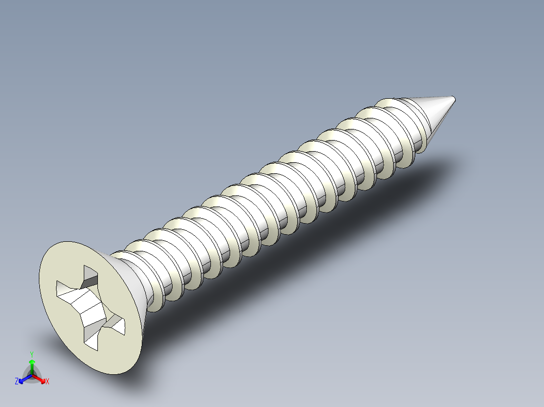 m3-13-to-40-沉头自攻螺丝-Screw M3 x 20 for Wood.STEP正等轴测图